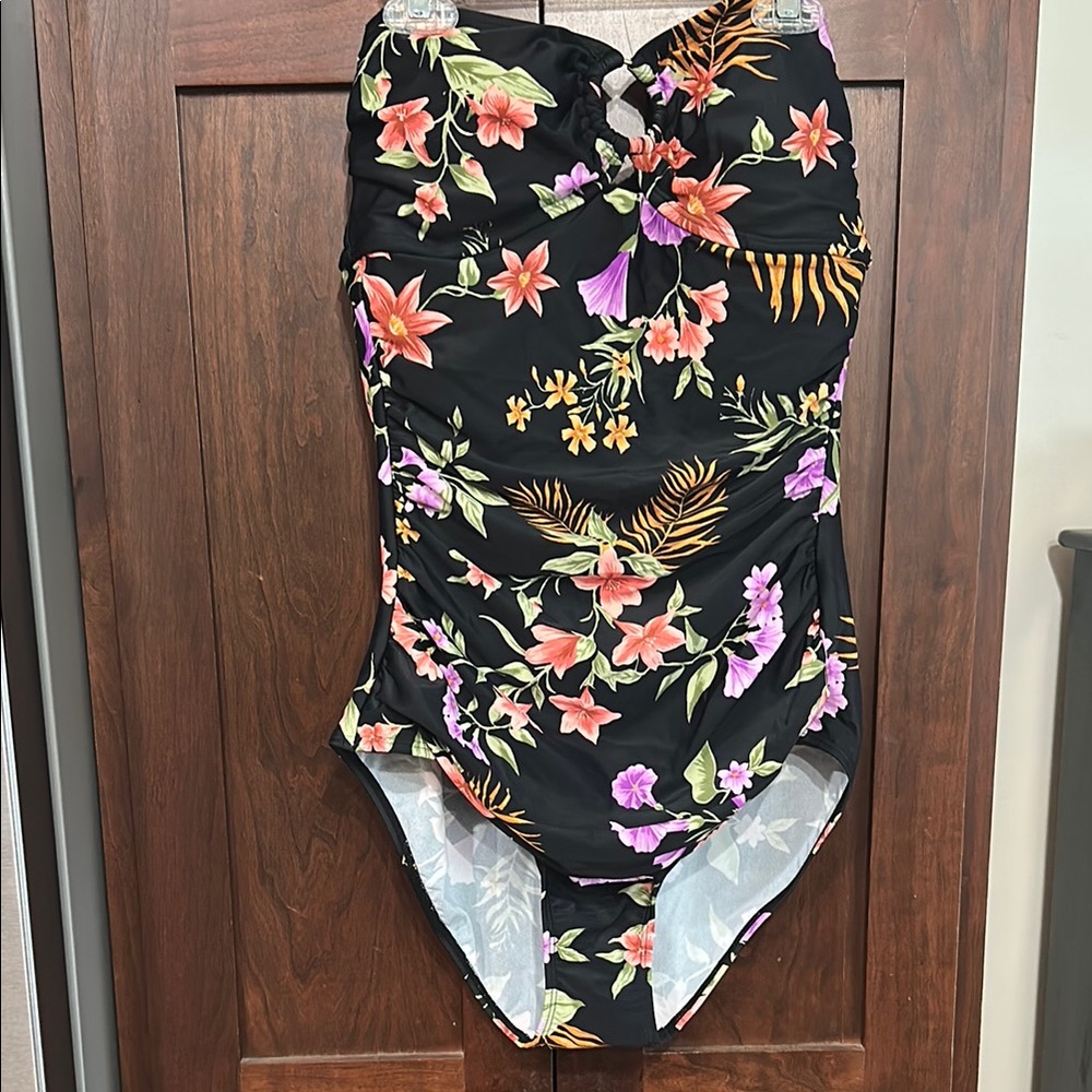 Shade & Shore Black Floral Swimsuit